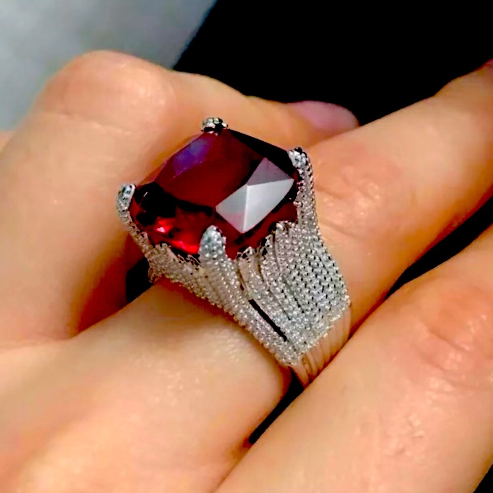 ✨Fire Ruby Ring / Art Deco Style ✨✨
